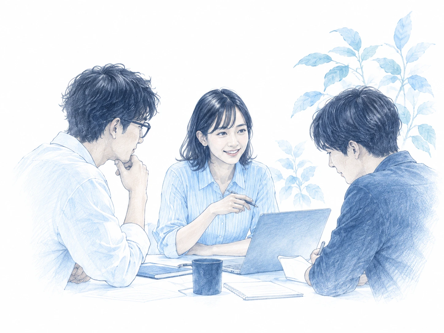 対話を重ねながら構想を考える人たちのイラスト