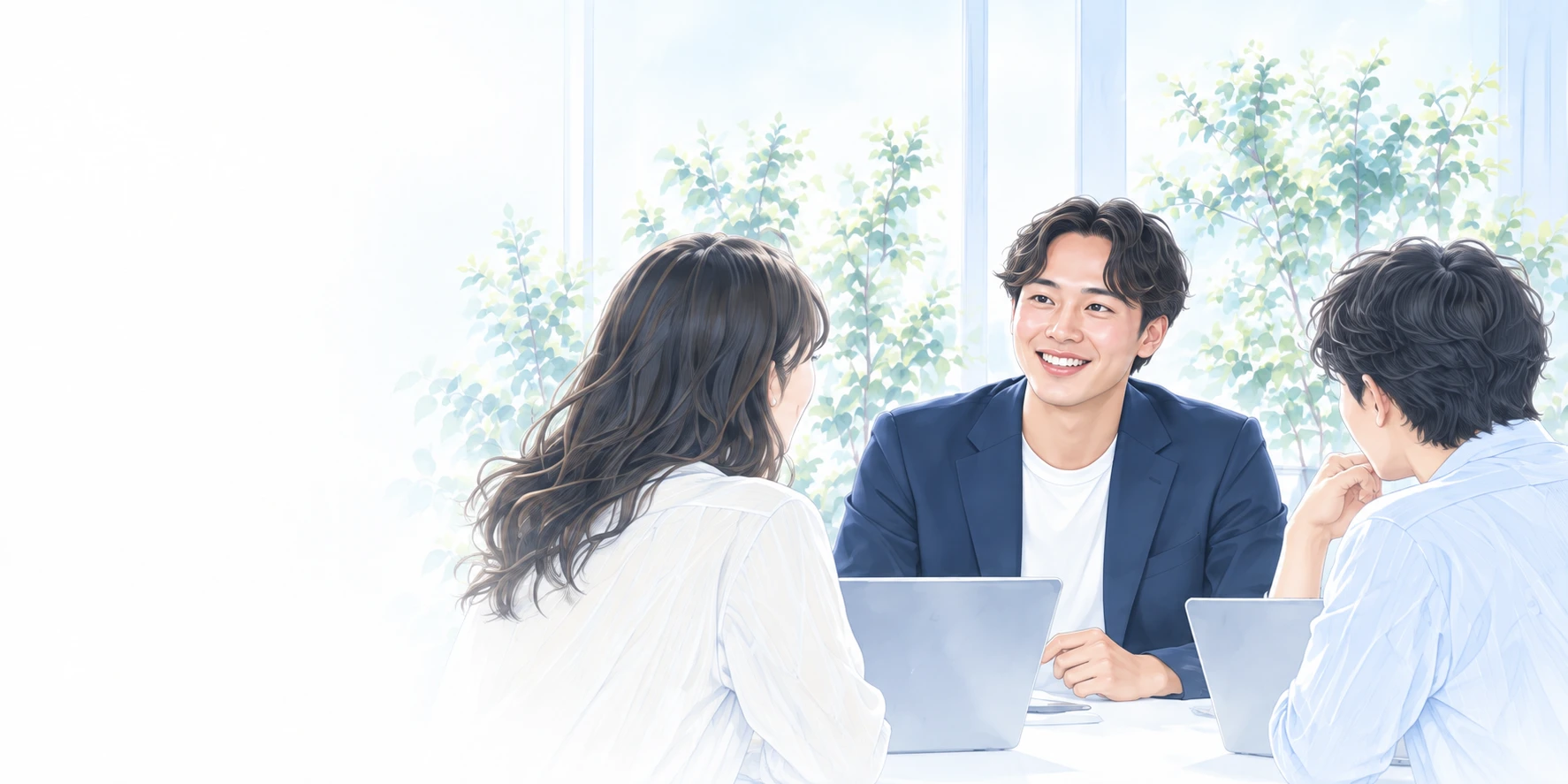 これからの可能性について話す人たちのイラスト